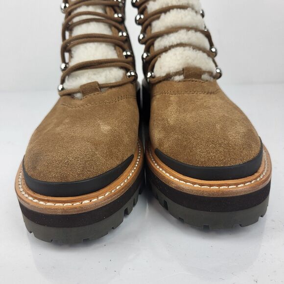 Marc Fisher Lzzie Women's Combat Boot Real Fur Brown Size 7 M - Picture 6 of 10